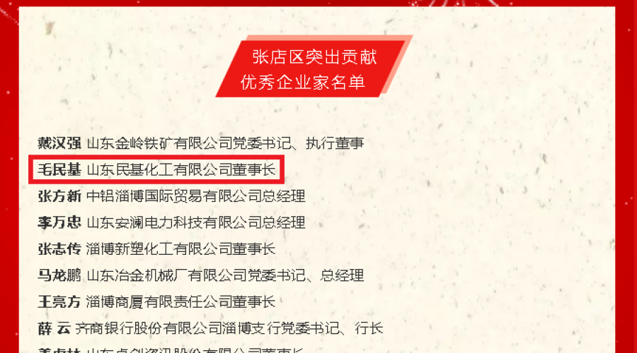 毛民基董事長入選張店區(qū)突出貢獻優(yōu)秀企業(yè)家名單